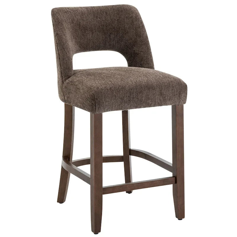 Tabouret de bar en tissu blanc/orange/gris/marron/vert avec repose-pieds et dossier, lot de 2