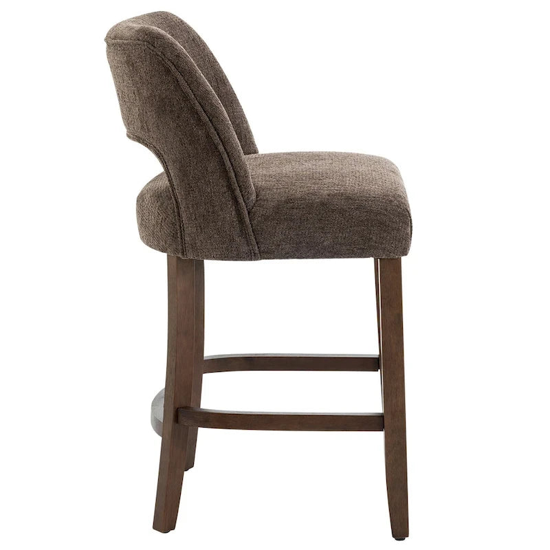 Tabouret de bar en tissu blanc/orange/gris/marron/vert avec repose-pieds et dossier, lot de 2