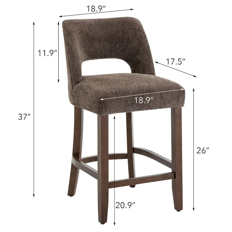Tabouret de bar en tissu blanc/orange/gris/marron/vert avec repose-pieds et dossier, lot de 2