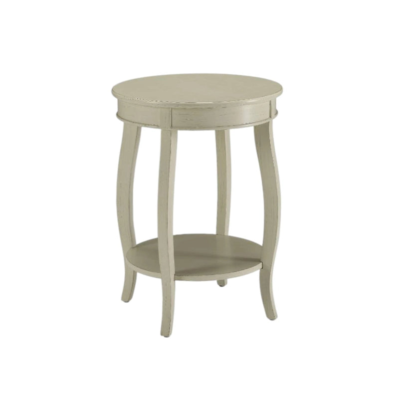Table d'appoint ronde en bois massif avec étagère, rouge / bleu-vert / blanc, pour 1 personne