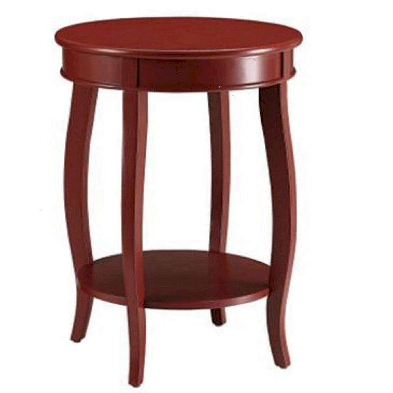 Table d'appoint ronde en bois massif avec étagère, rouge / bleu-vert / blanc, pour 1 personne