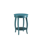 Table d'appoint ronde en bois massif avec étagère, rouge / bleu-vert / blanc, pour 1 personne