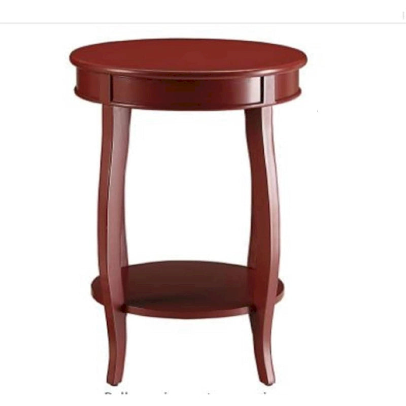Table d'appoint ronde en bois massif avec étagère, rouge / bleu-vert / blanc, pour 1 personne