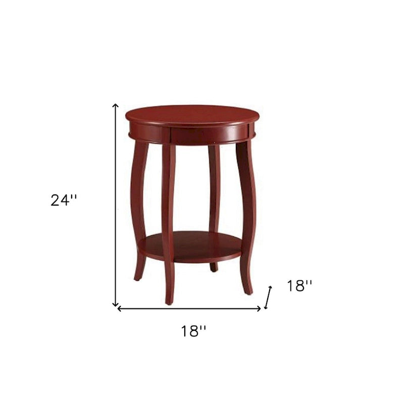 Table d'appoint ronde en bois massif avec étagère, rouge / bleu-vert / blanc, pour 1 personne