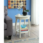 Table d'appoint ronde en bois massif avec étagère, rouge / bleu-vert / blanc, pour 1 personne