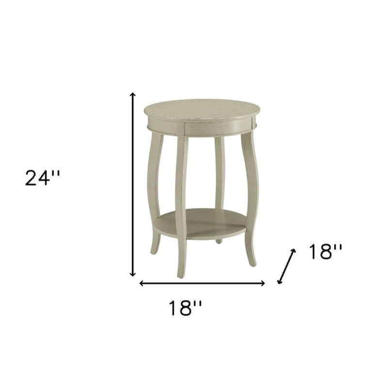 Table d'appoint ronde en bois massif avec étagère, rouge / bleu-vert / blanc, pour 1 personne