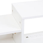 Meuble TV mural flottant blanc, 3 étagères avec éclairage LED
