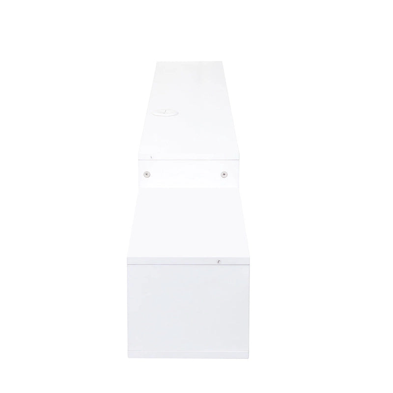 Meuble TV mural flottant blanc, 3 étagères avec éclairage LED