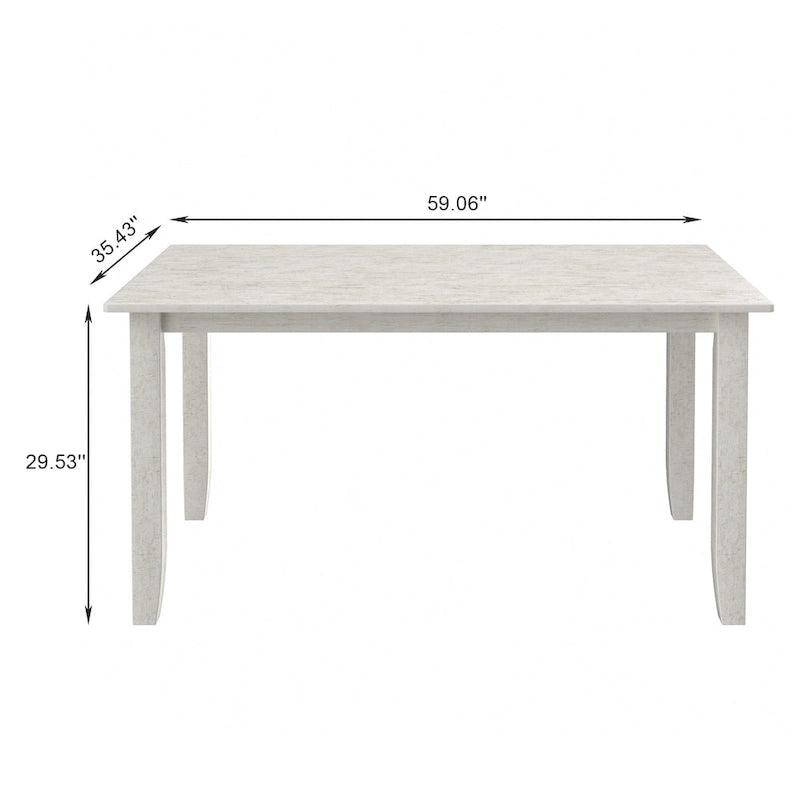 Table de salle à manger rectangulaire grise, finition brossée, 4 à 6 places