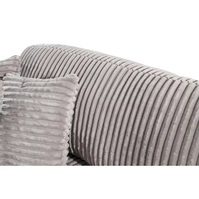 Canapé-lit convertible en velours côtelé bleu marine antique et gris clair, 2 places, 237 cm
