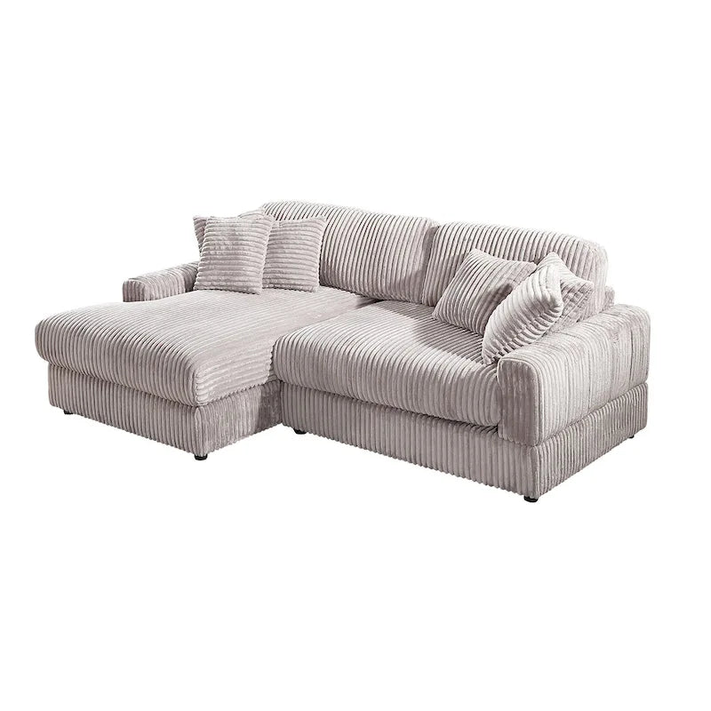 Canapé-lit convertible en velours côtelé bleu marine antique et gris clair, 2 places, 237 cm