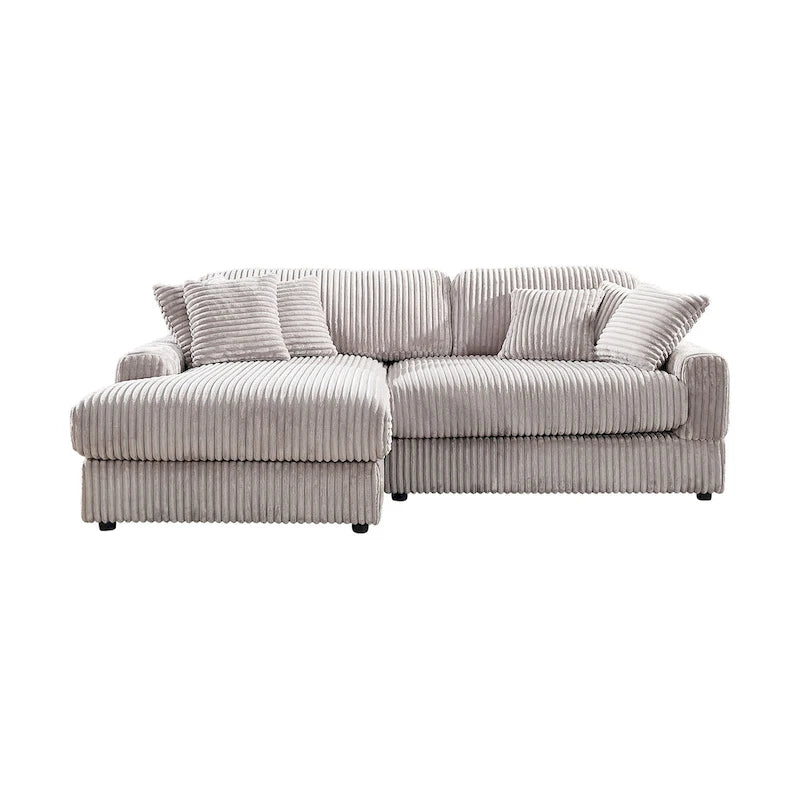 Canapé-lit convertible en velours côtelé bleu marine antique et gris clair, 2 places, 237 cm