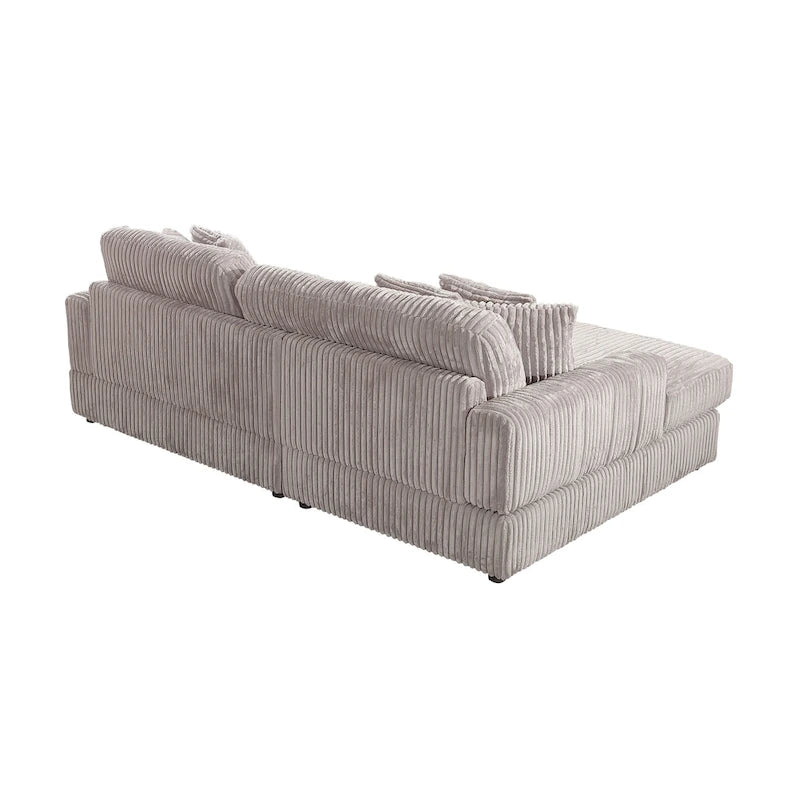 Canapé-lit convertible en velours côtelé bleu marine antique et gris clair, 2 places, 237 cm