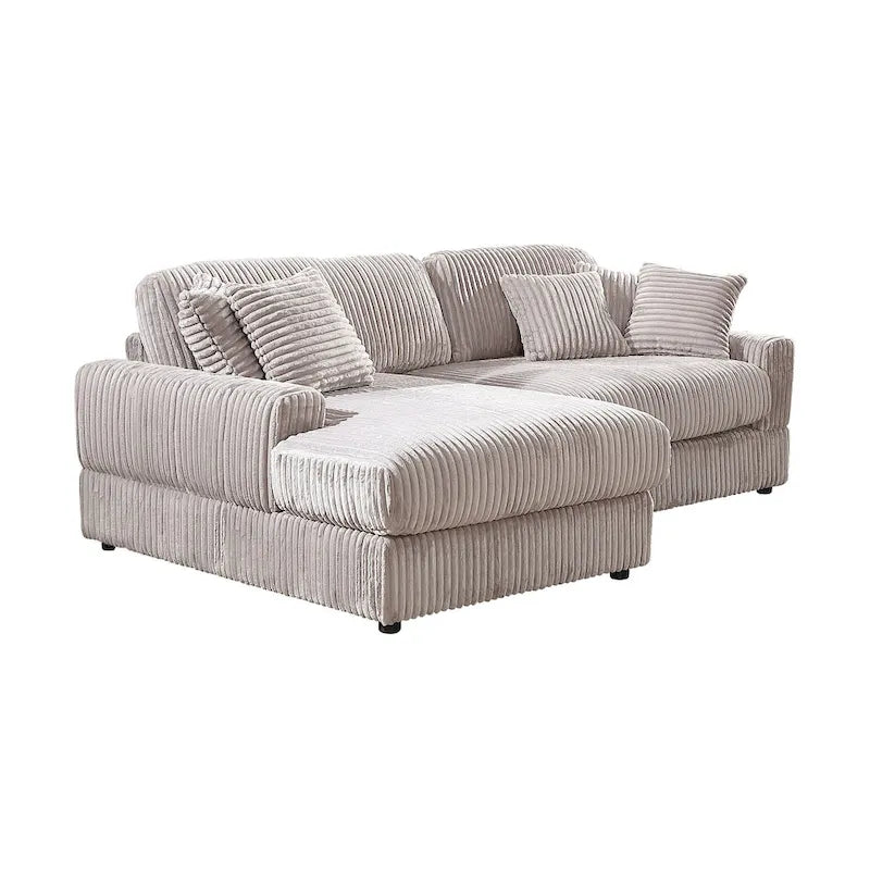 Canapé-lit convertible en velours côtelé bleu marine antique et gris clair, 2 places, 237 cm