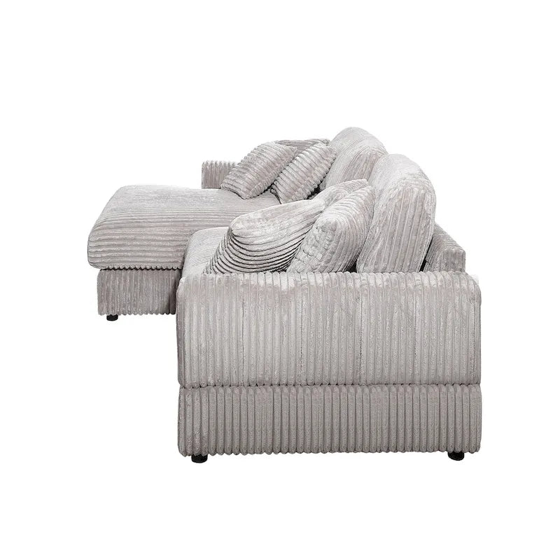Canapé-lit convertible en velours côtelé bleu marine antique et gris clair, 2 places, 237 cm