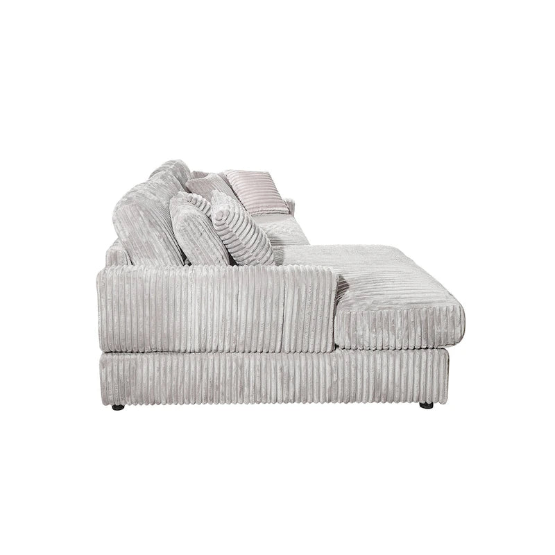 Canapé-lit convertible en velours côtelé bleu marine antique et gris clair, 2 places, 237 cm