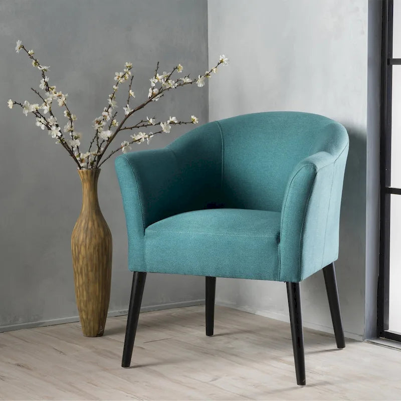 Fauteuil en tissu, Beige/Espresso · Bleu sarcelle · Bleu clair · Prune, une place, pieds noirs
