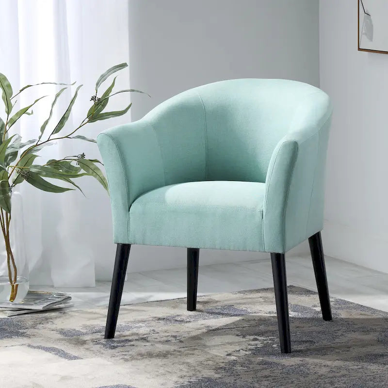 Fauteuil en tissu, Beige/Espresso · Bleu sarcelle · Bleu clair · Prune, une place, pieds noirs