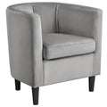 Fauteuil d'appoint en velours tonneau gris/bleu/vert olive/beige, une place