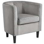 Fauteuil d'appoint en velours tonneau gris/bleu/vert olive/beige, une place
