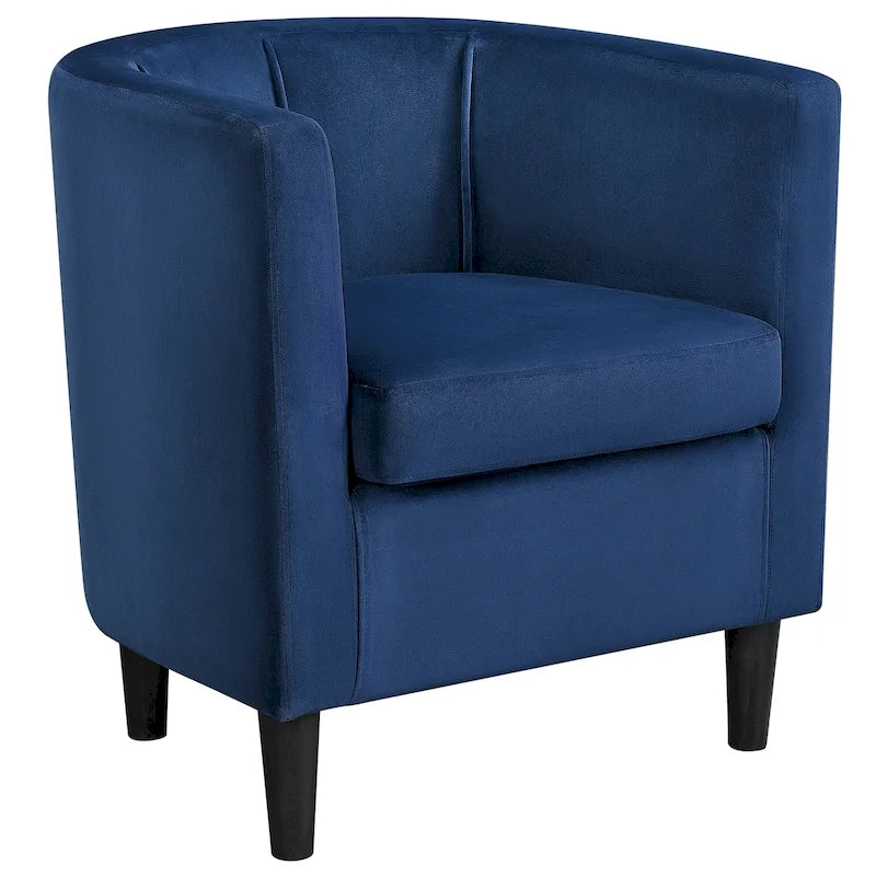 Fauteuil d'appoint en velours tonneau gris/bleu/vert olive/beige, une place
