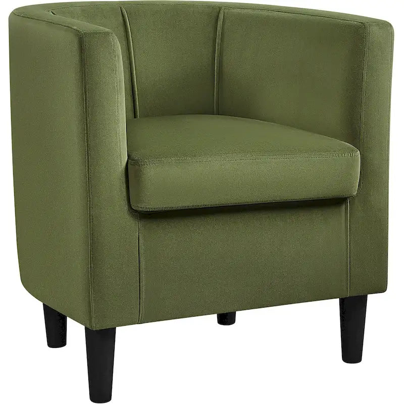 Fauteuil d'appoint en velours tonneau gris/bleu/vert olive/beige, une place