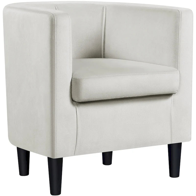 Fauteuil d'appoint en velours tonneau gris/bleu/vert olive/beige, une place