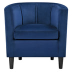 Fauteuil d'appoint en velours tonneau gris/bleu/vert olive/beige, une place