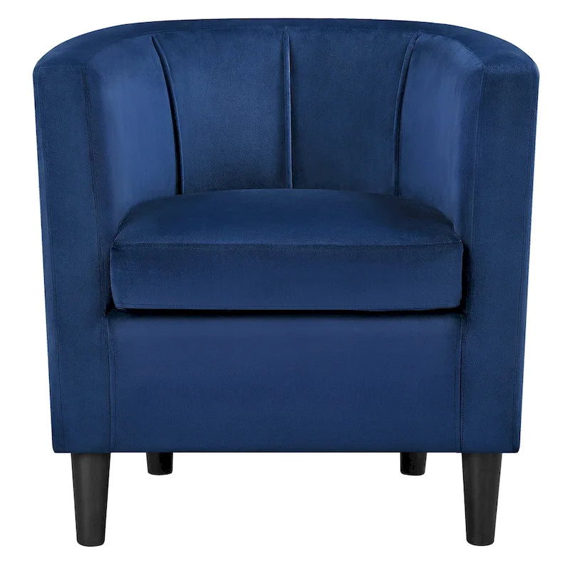 Fauteuil d'appoint en velours tonneau gris/bleu/vert olive/beige, une place