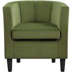 Fauteuil d'appoint en velours tonneau gris/bleu/vert olive/beige, une place