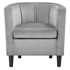 Fauteuil d'appoint en velours tonneau gris/bleu/vert olive/beige, une place