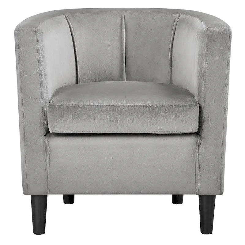 Fauteuil d'appoint en velours tonneau gris/bleu/vert olive/beige, une place