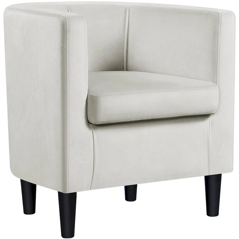 Fauteuil d'appoint en velours tonneau gris/bleu/vert olive/beige, une place