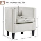 Fauteuil d'appoint en velours tonneau gris/bleu/vert olive/beige, une place