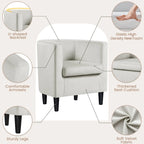 Fauteuil d'appoint en velours tonneau gris/bleu/vert olive/beige, une place
