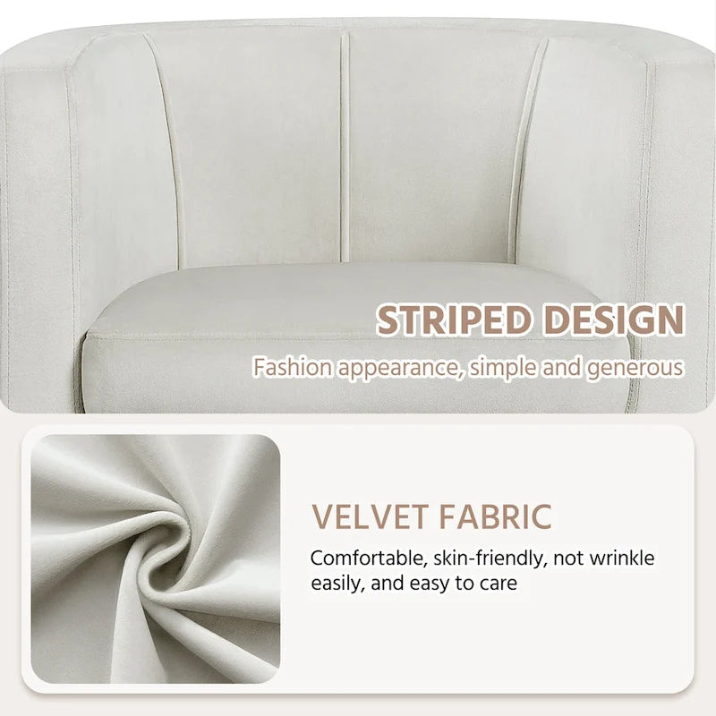 Fauteuil d'appoint en velours tonneau gris/bleu/vert olive/beige, une place