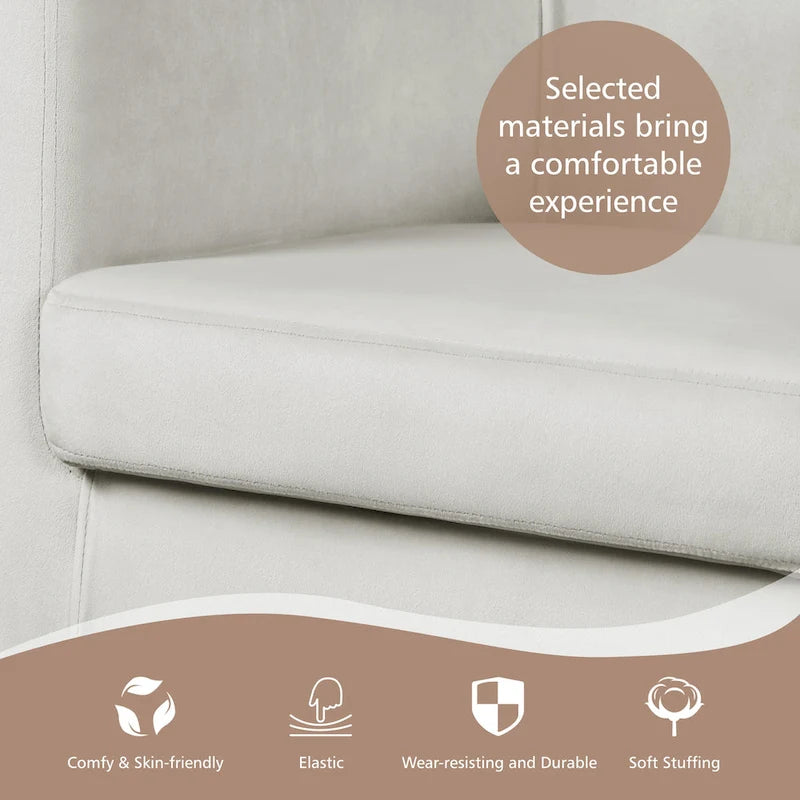 Fauteuil d'appoint en velours tonneau gris/bleu/vert olive/beige, une place