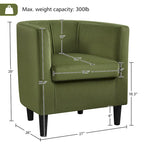 Fauteuil d'appoint en velours tonneau gris/bleu/vert olive/beige, une place