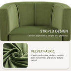 Fauteuil d'appoint en velours tonneau gris/bleu/vert olive/beige, une place