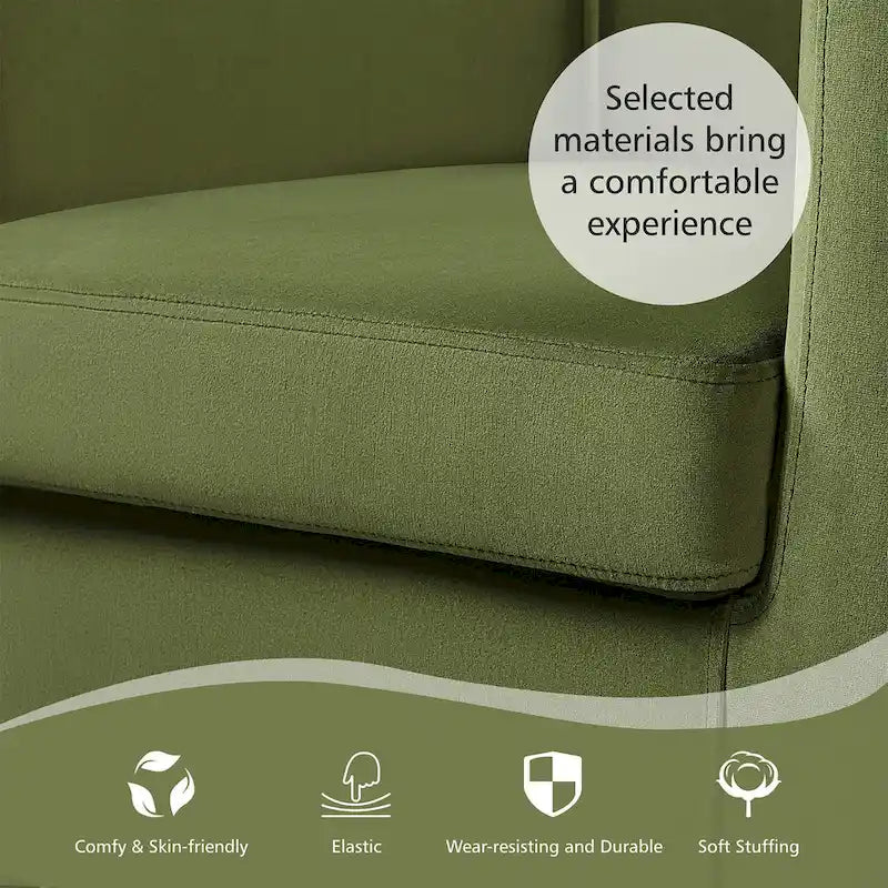 Fauteuil d'appoint en velours tonneau gris/bleu/vert olive/beige, une place