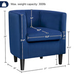 Fauteuil d'appoint en velours tonneau gris/bleu/vert olive/beige, une place