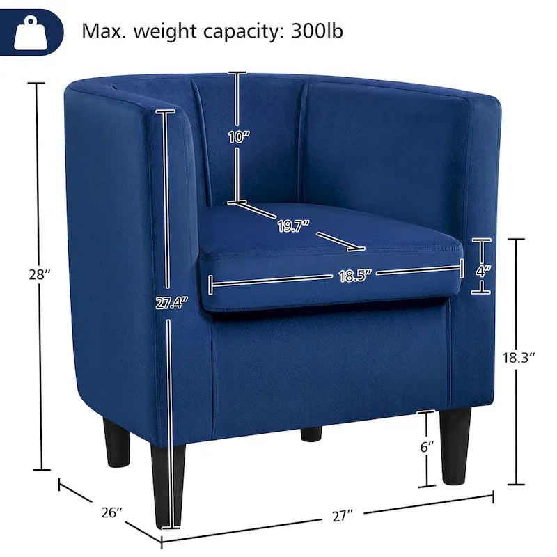 Fauteuil d'appoint en velours tonneau gris/bleu/vert olive/beige, une place