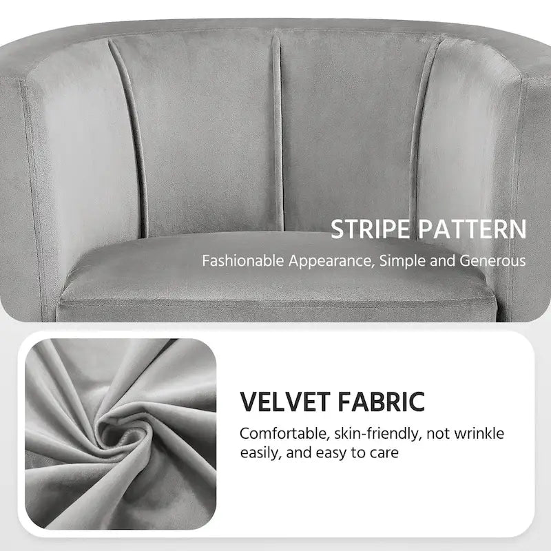 Fauteuil d'appoint en velours tonneau gris/bleu/vert olive/beige, une place
