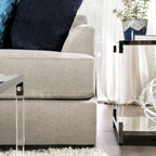 Canapé d'angle en chenille beige/gris, de style transitionnel, 5 places