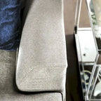Canapé d'angle en chenille beige/gris, de style transitionnel, 5 places