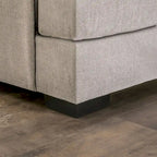 Canapé d'angle en chenille beige/gris, de style transitionnel, 5 places