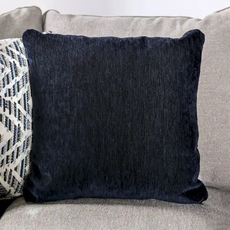 Canapé d'angle en chenille beige/gris, de style transitionnel, 5 places