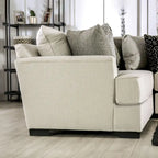 Canapé d'angle en chenille beige/gris, de style transitionnel, 5 places