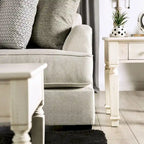 Canapé d'angle en chenille beige/gris, de style transitionnel, 5 places