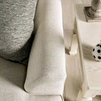 Canapé d'angle en chenille beige/gris, de style transitionnel, 5 places